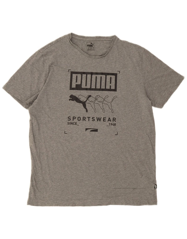 Puma Mens Graphic T-Shirt Top XL Grey Cotton