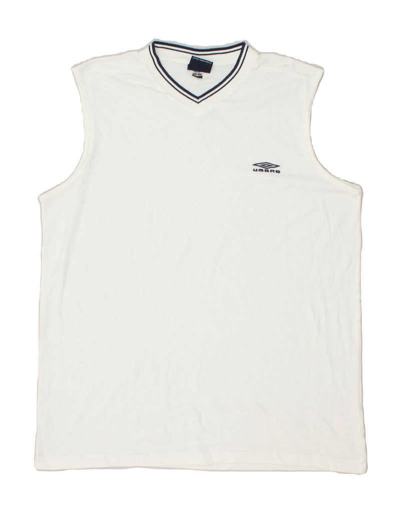 UMBRO Mens Vest Top Large Off White Polyester | Vintage Umbro | Thrift | Second-Hand Umbro | Used Clothing | Messina Hembry 