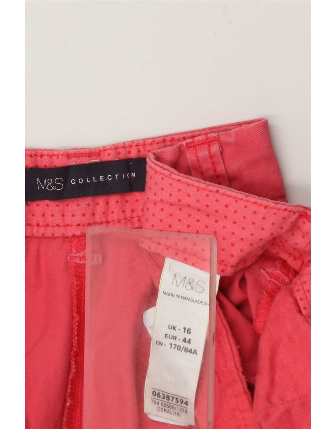 Marks & Spencer Womens Bermuda Shorts UK 16 Large W34  Pink Cotton