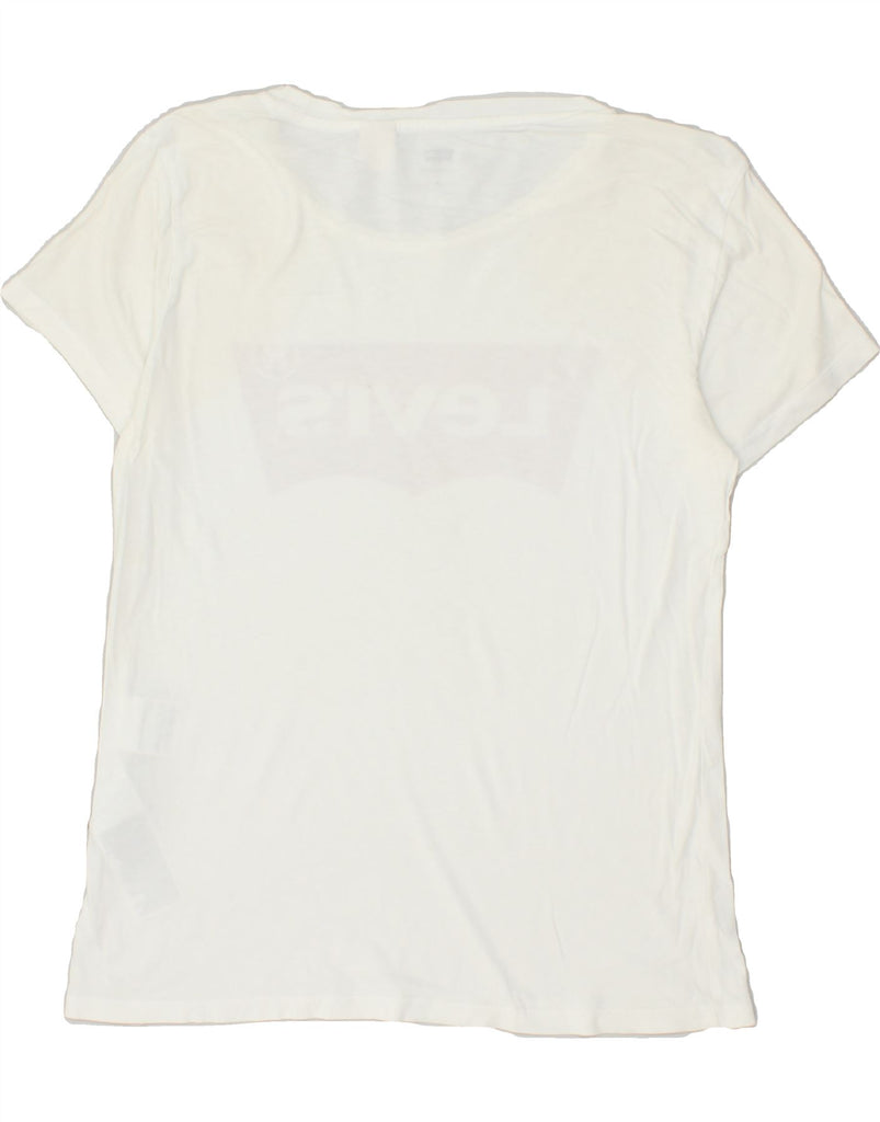 LEVI'S Womens Graphic T-Shirt Top UK 12 Medium White Cotton | Vintage Levi's | Thrift | Second-Hand Levi's | Used Clothing | Messina Hembry 