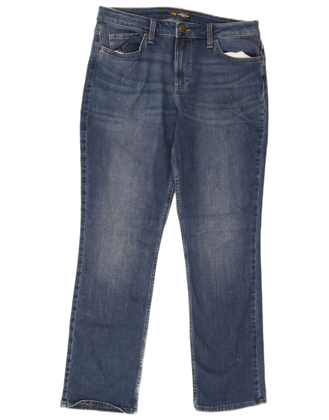 Lee Womens Mid Rise Regular Straight Jeans W31 L31 Blue Cotton