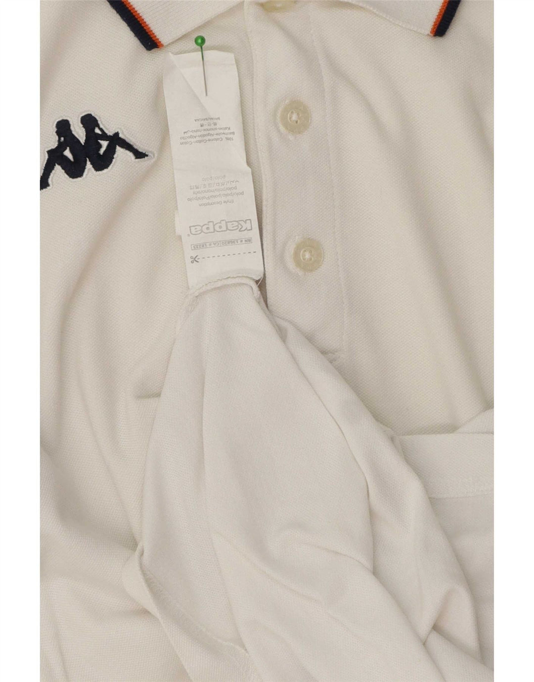 Kappa Mens Polo Shirt Small White Striped Cotton
