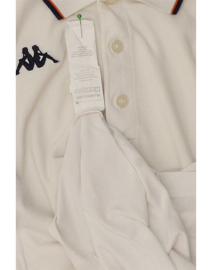 Kappa Mens Polo Shirt Small White Striped Cotton