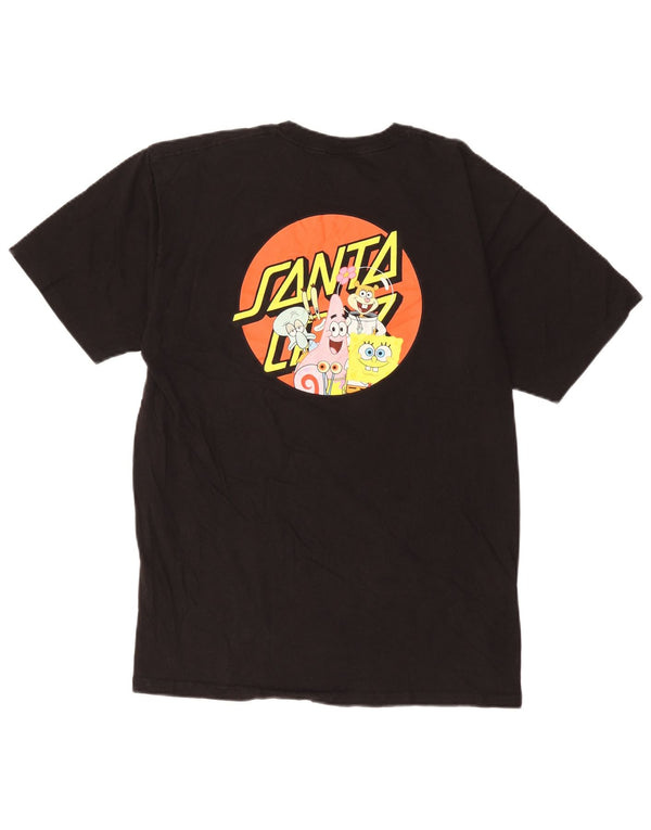 Santa Cruz Mens SpongeBob Graphic T-Shirt Top Medium Black Cotton