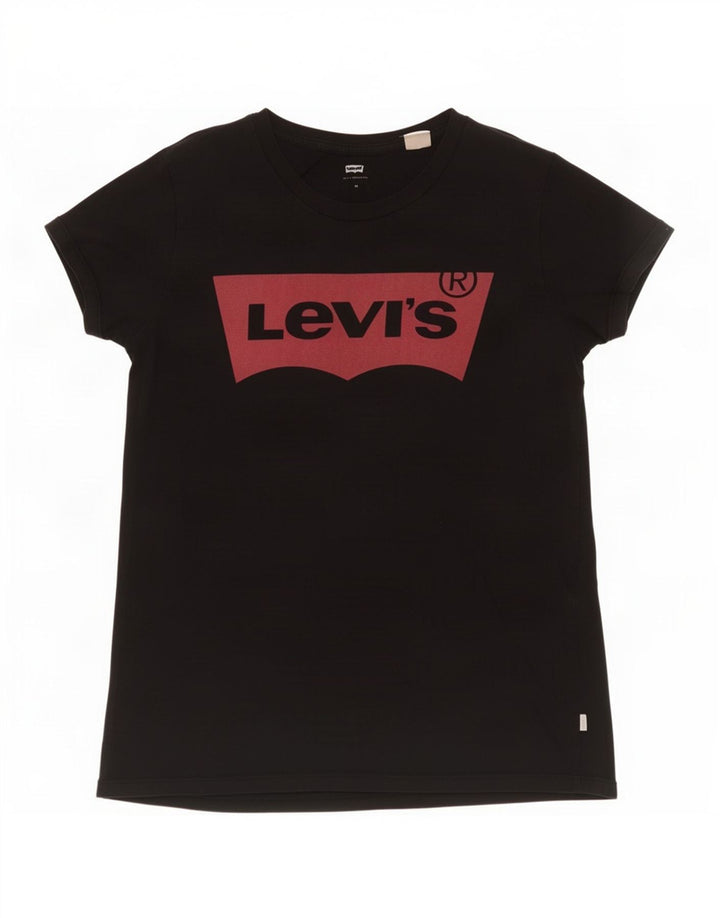 Levi's Womens Graphic T-Shirt Top UK 12 Medium Black