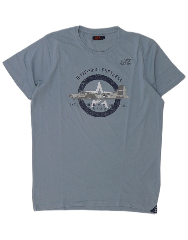 Avirex Mens Graphic T-Shirt Top Large Blue Cotton
