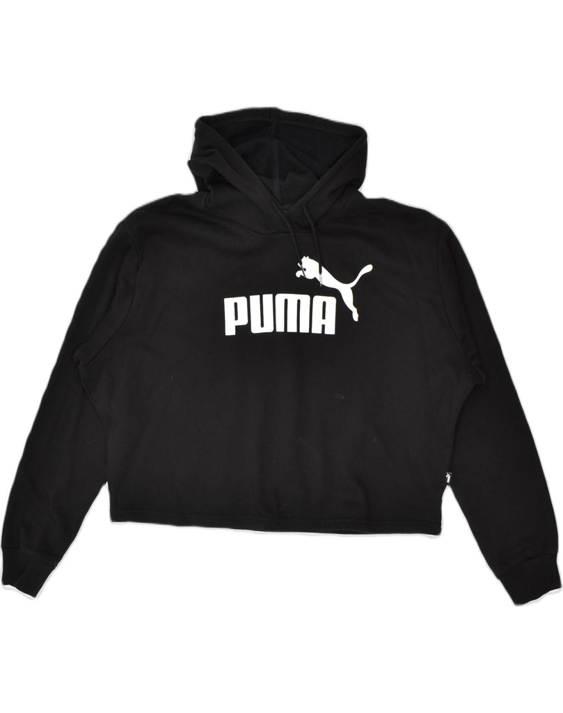 PUMA Womens Oversized Graphic Hoodie Jumper UK 16 Large Black Cotton | Vintage | Thrift | Second-Hand | Used Clothing | Messina Hembry 