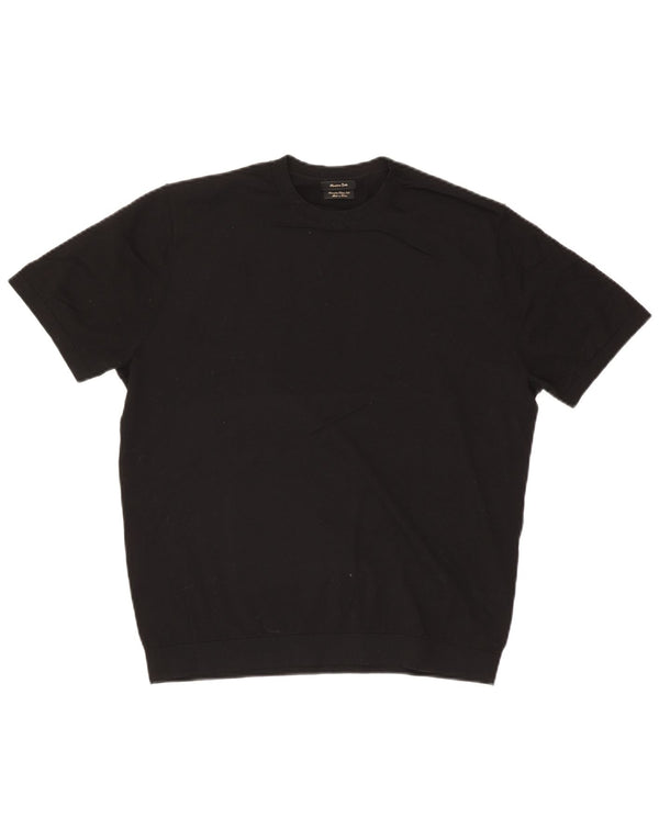 Massimo Dutti Mens Short Sleeve Crew Neck Jumper Sweater Medium Black