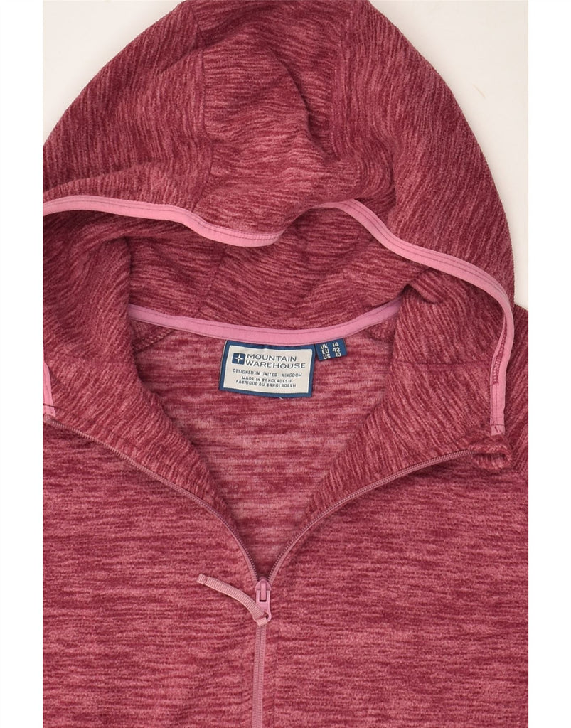 MOUNTAIN WAREHOUSE Womens Hooded Fleece Jacket UK 14 Large  Maroon | Vintage Mountain Warehouse | Thrift | Second-Hand Mountain Warehouse | Used Clothing | Messina Hembry 