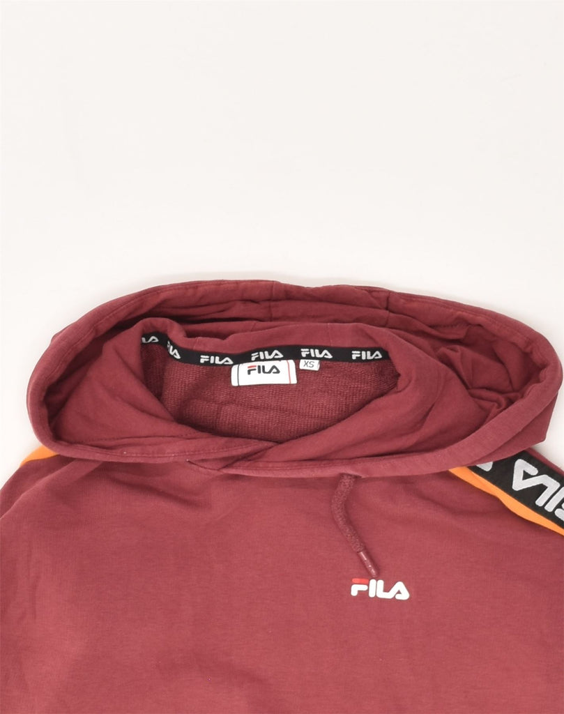 FILA Womens Hoodie Jumper UK 6 XS Burgundy Cotton | Vintage Fila | Thrift | Second-Hand Fila | Used Clothing | Messina Hembry 