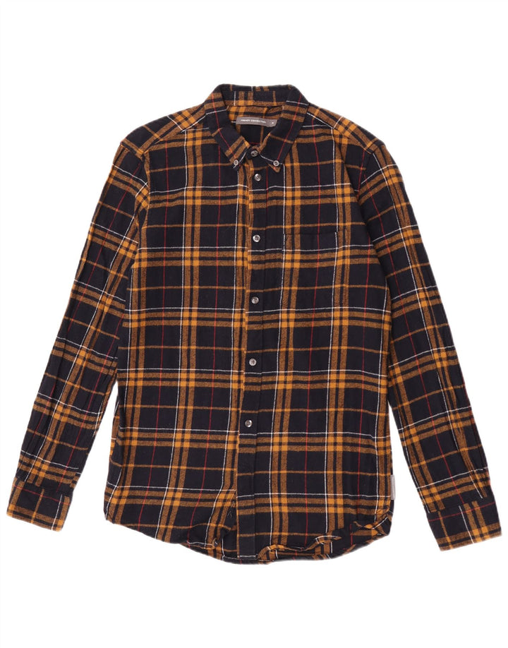 French Connection Mens Flannel Shirt Medium Brown Check Cotton