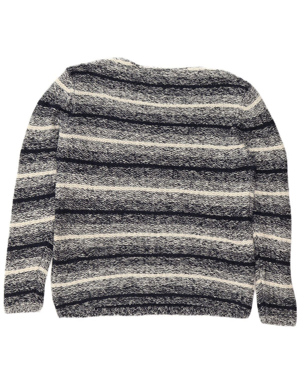 Jack & Jones Mens Boat Neck Jumper Sweater XL Navy Blue Striped Cotton