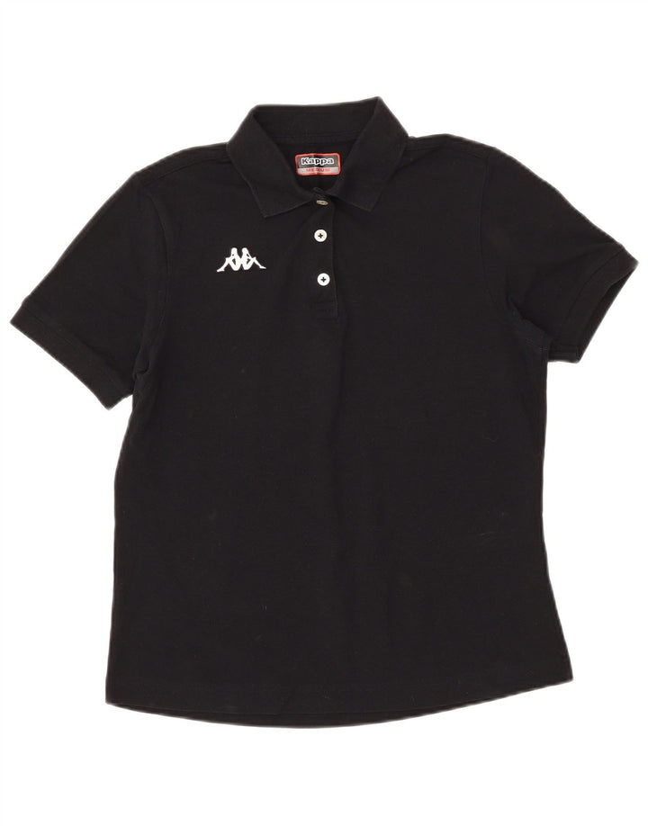 Kappa Womens Polo Shirt UK 14 Medium Black Cotton