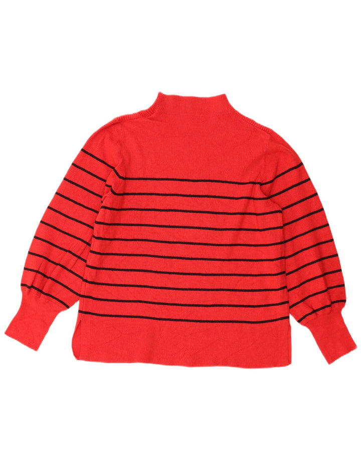 Marks & Spencer Womens Turtle Neck Jumper Sweater UK 16 Large Red Striped