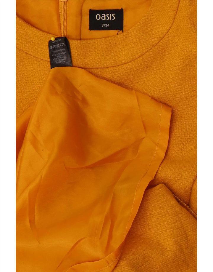Oasis Womens Sleeveless Sheath Dress UK 8 Small Yellow Wool
