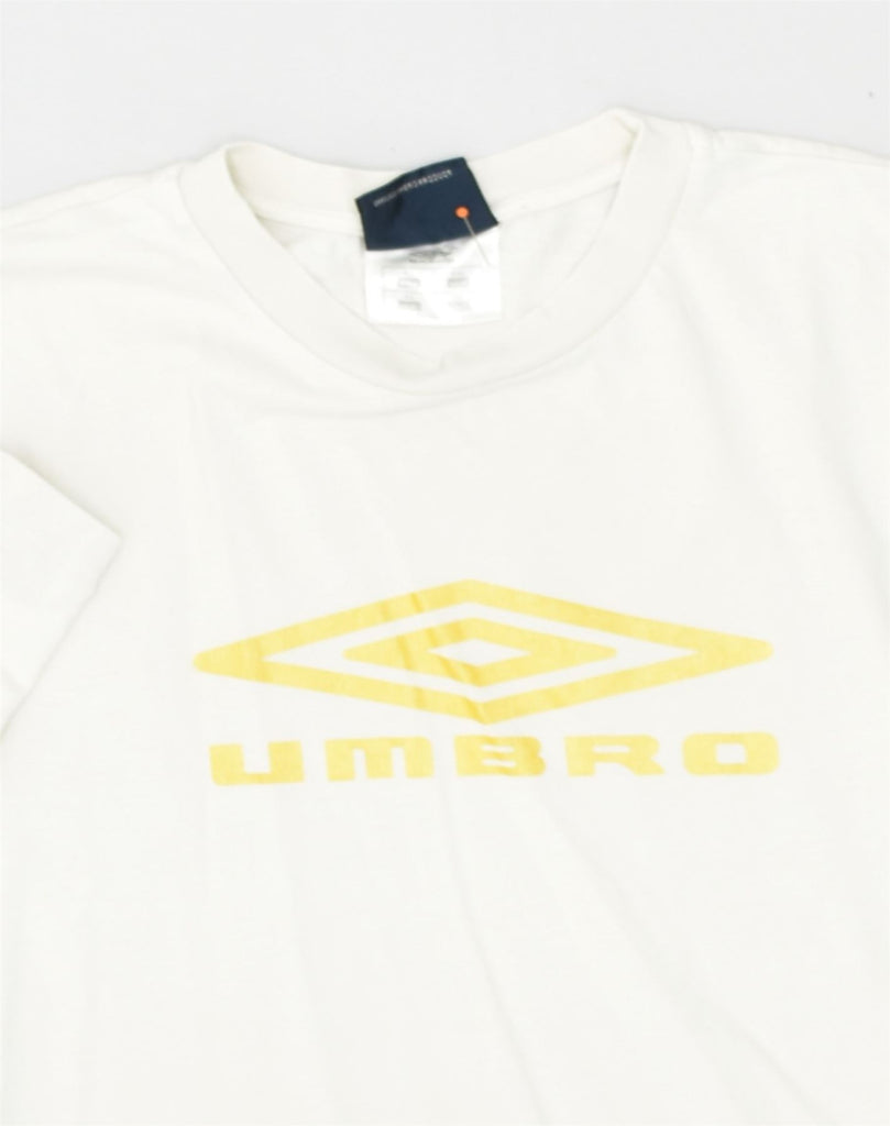 UMBRO Womens Graphic T-Shirt Top UK 18 XL Off White Cotton | Vintage Umbro | Thrift | Second-Hand Umbro | Used Clothing | Messina Hembry 