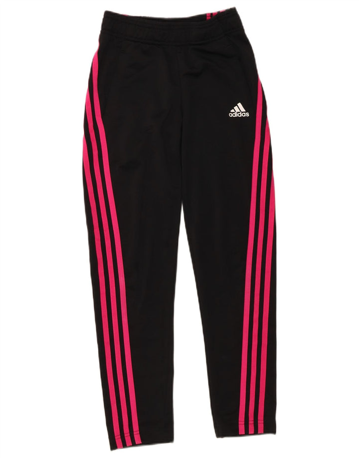 Adidas Girls Tracksuit Trousers 9-10 Years  Black Striped Polyester