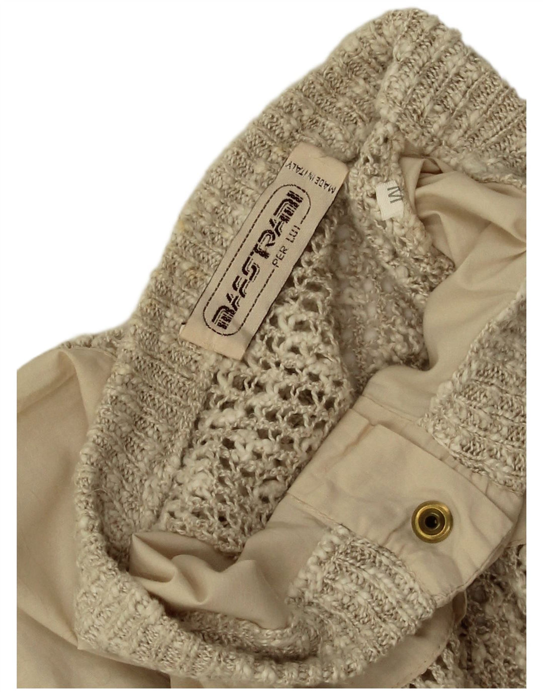 Vintage Mens Cardigan Sweater Medium Beige Cotton