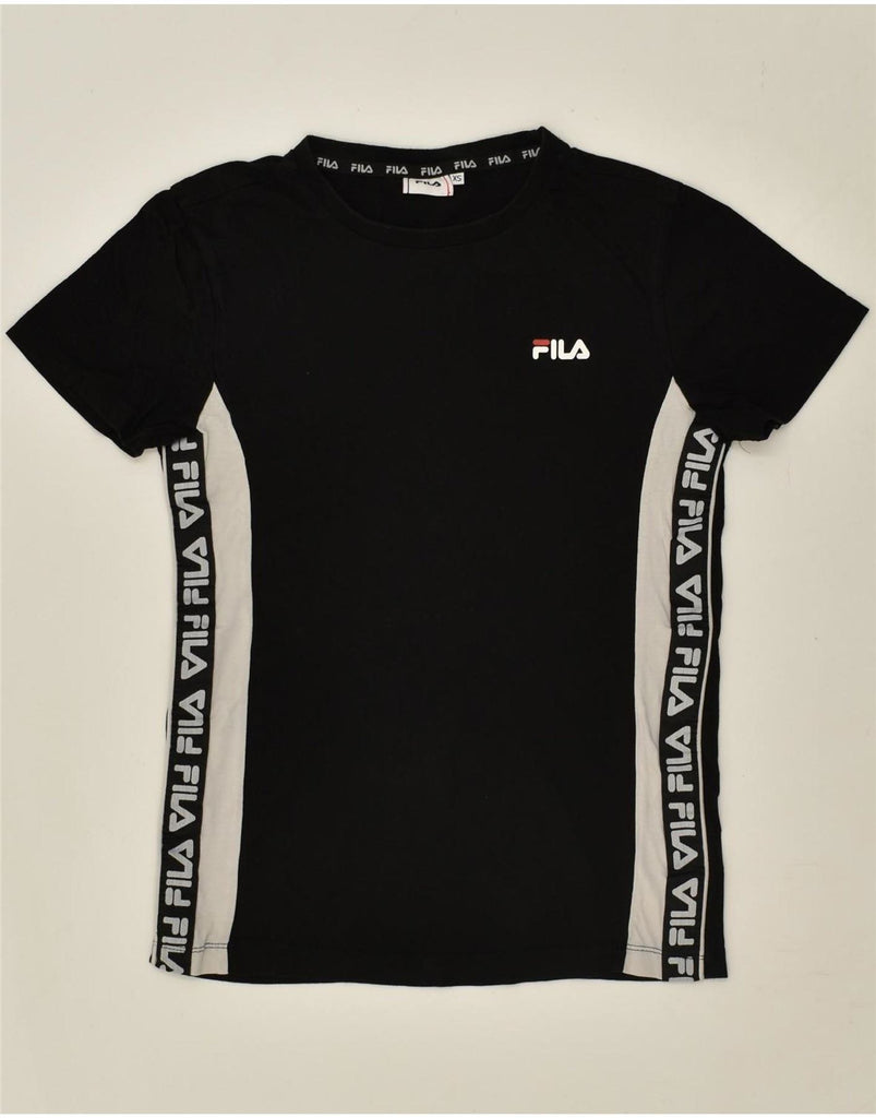 FILA Womens Graphic T-Shirt Top UK 6 XS Black Cotton Vintage Fila and Second-Hand Fila from Messina Hembry 