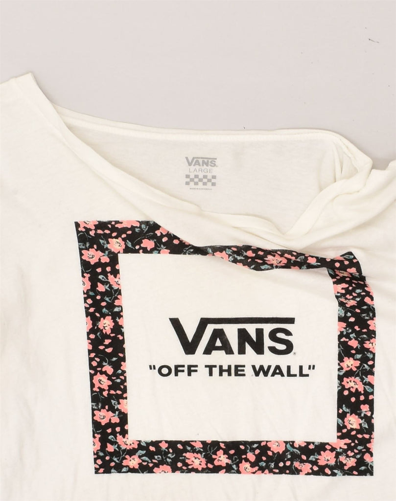 VANS Womens Graphic T-Shirt Top UK 14 Large White | Vintage Vans | Thrift | Second-Hand Vans | Used Clothing | Messina Hembry 