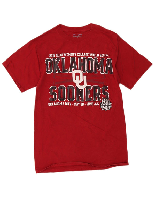 Champion Mens Oklahoma Sooners Graphic T-Shirt Top Small Red Cotton