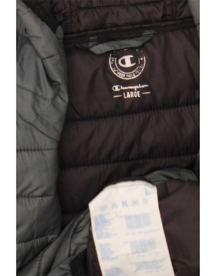 Champion Mens Hooded Padded Jacket UK 40 Large Grey Polyamide