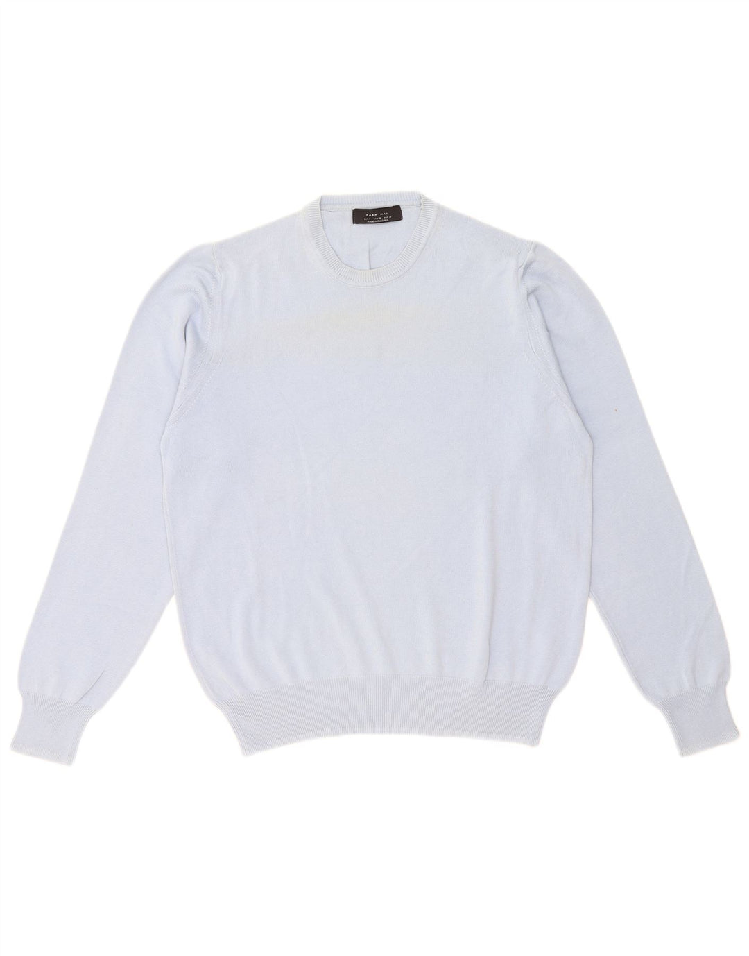 Zara Mens Crew Neck Jumper Sweater Medium Blue Cotton