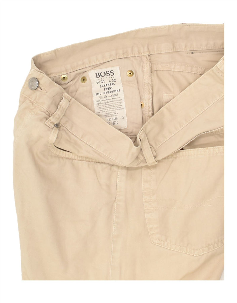 HUGO BOSS Mens Arkansas Straight Casual Trousers W31 L32  Beige Cotton | Vintage Hugo Boss | Thrift | Second-Hand Hugo Boss | Used Clothing | Messina Hembry 