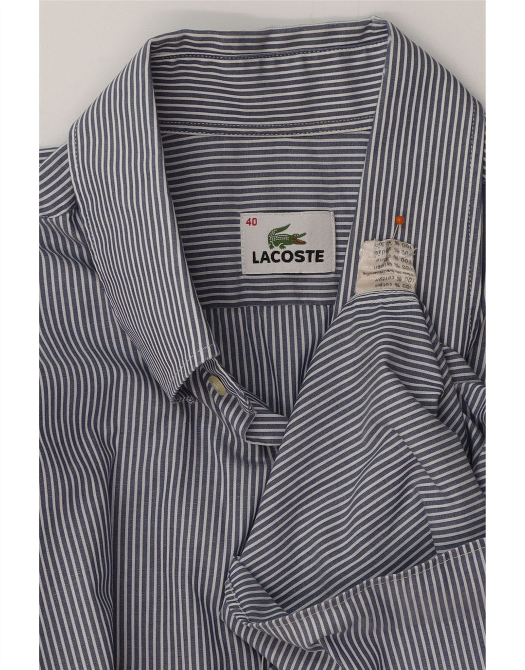 LACOSTE Mens Shirt Size 40 Medium Blue Pinstripe Cotton