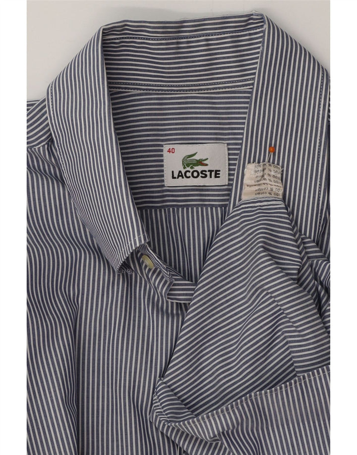 LACOSTE Mens Shirt Size 40 Medium Blue Pinstripe Cotton