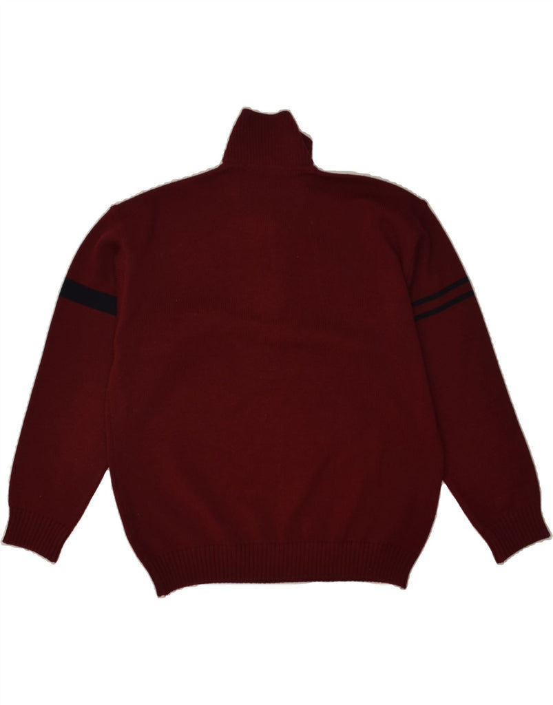 NAVIGARE Mens Zip Neck Jumper Sweater Medium Burgundy Merino Wool | Vintage Navigare | Thrift | Second-Hand Navigare | Used Clothing | Messina Hembry 