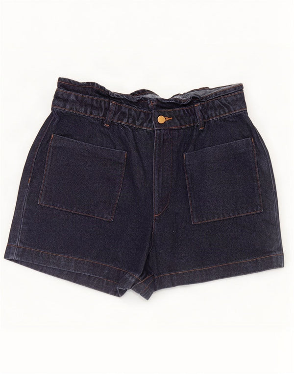 Zara Womens High Waist Denim Shorts EU 42 Large W32 Navy Blue