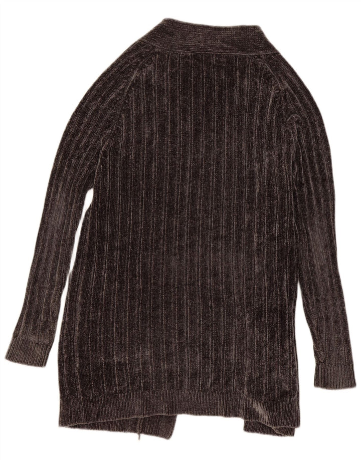 Zara Womens Oversized Longline Velour Cardigan Sweater UK 10 Small Grey
