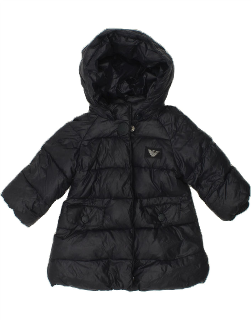 ARMANI BABY Baby Girls Hooded Padded Coat 3-6 Months Navy Blue Polyamide | Vintage Armani Baby | Thrift | Second-Hand Armani Baby | Used Clothing | Messina Hembry 