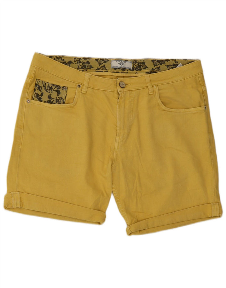 Zara Mens Denim Shorts EU 44 Large W34 Yellow Cotton