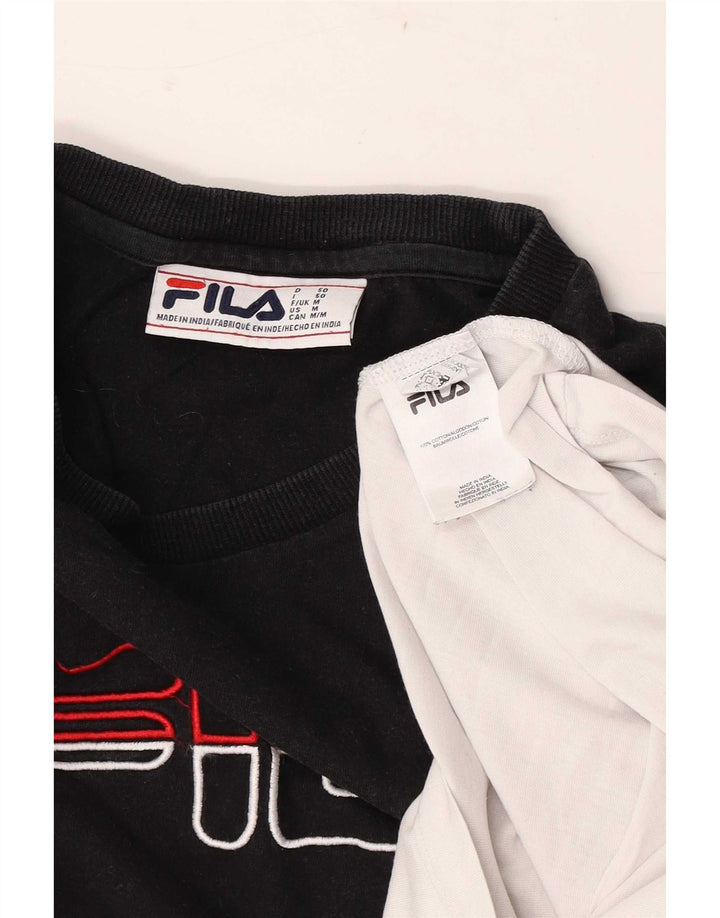 Fila Mens Graphic T-Shirt Top Medium Black Colourblock Cotton