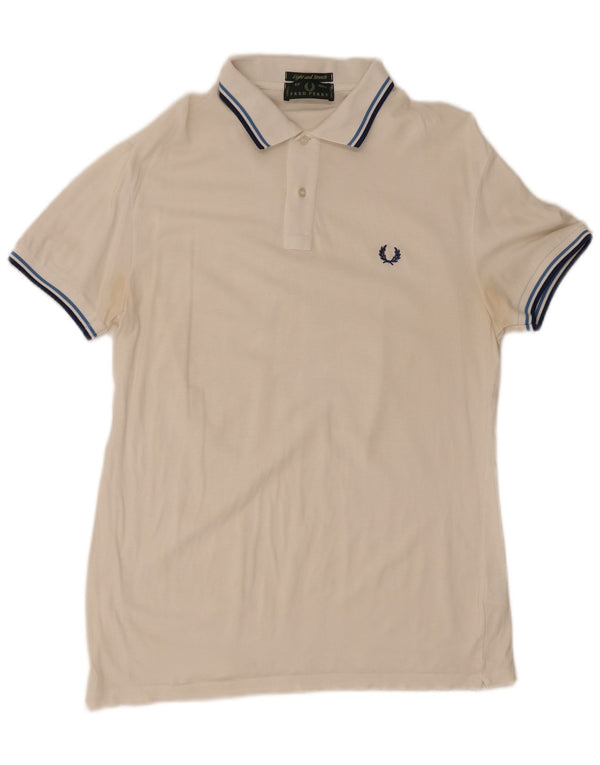 Fred Perry Mens Polo Shirt Medium White Cotton