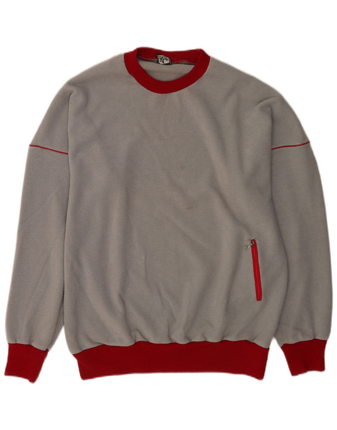 Vintage Mens Sweatshirt Jumper IT 54 XL Grey Colourblock
