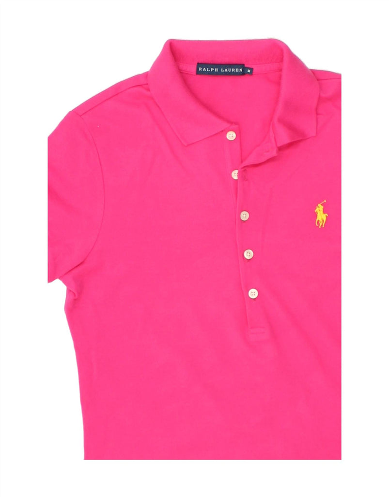 RALPH LAUREN Womens Polo Shirt UK 14 Medium Pink Cotton | Vintage Ralph Lauren | Thrift | Second-Hand Ralph Lauren | Used Clothing | Messina Hembry 
