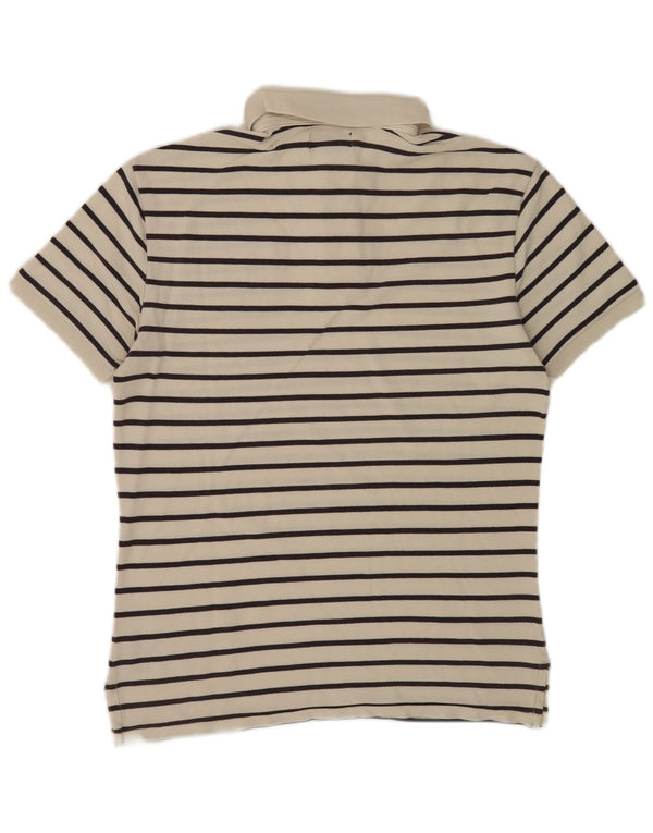 Ralph Lauren Mens Polo Shirt Small White Striped Cotton