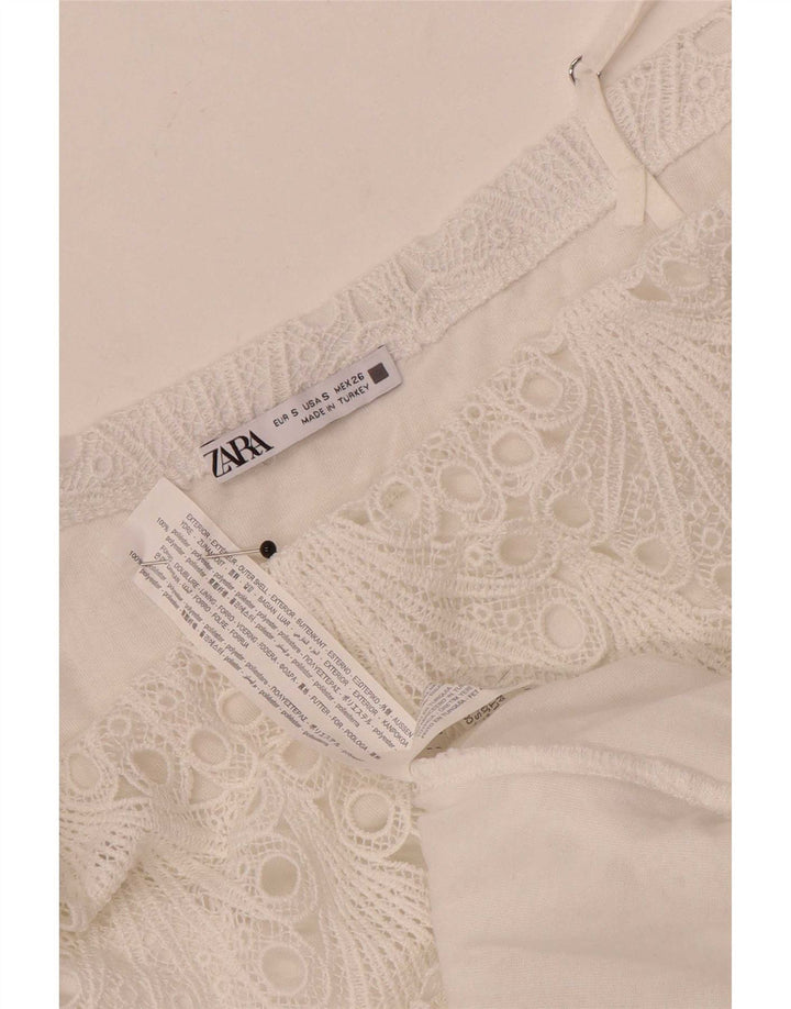 Zara Womens Sundress UK 8 Small White Floral Polyester