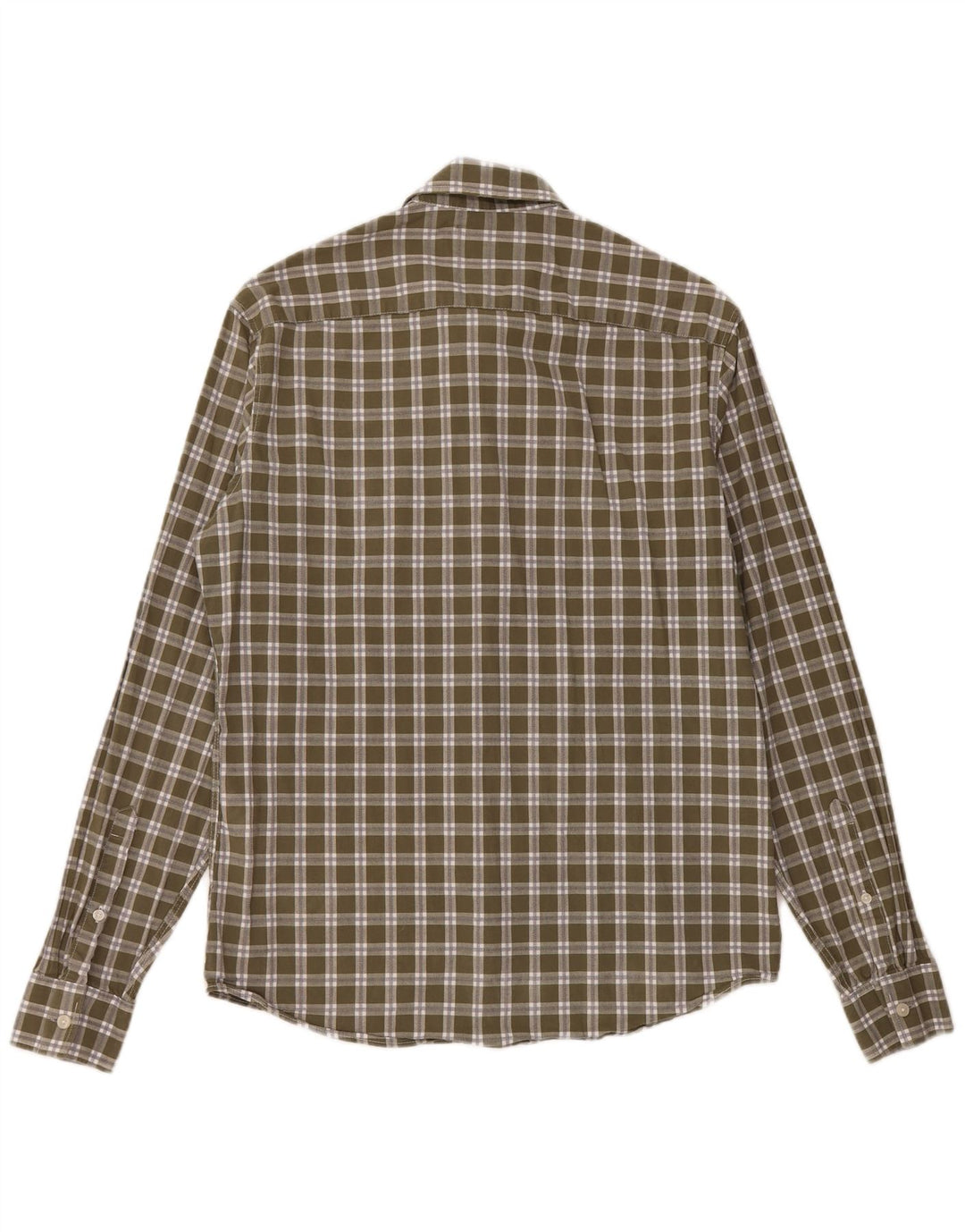 MICHAEL KORS Mens Slim Fit Shirt Medium Khaki Check Cotton