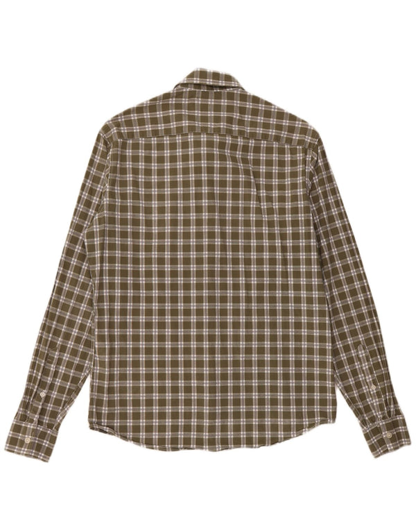 MICHAEL KORS Mens Slim Fit Shirt Medium Khaki Check Cotton