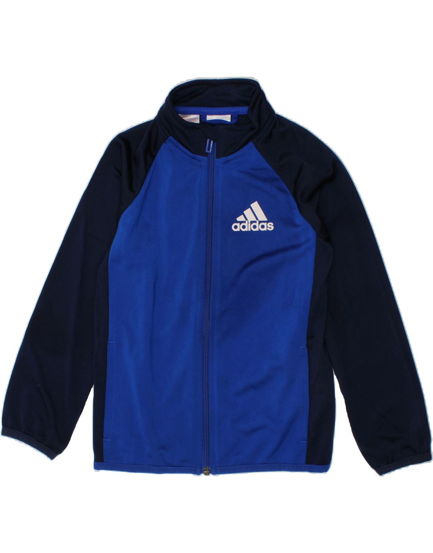ADIDAS Boys Graphic Tracksuit Top Jacket 5-6 Years Navy Blue