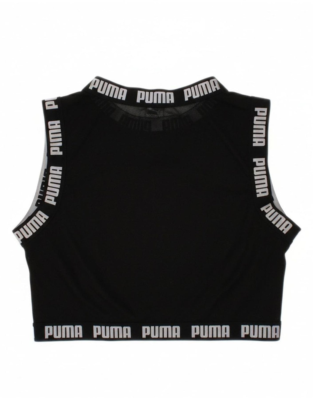 PUMA Womens Crop Graphic Vest Top UK 12 Medium Black