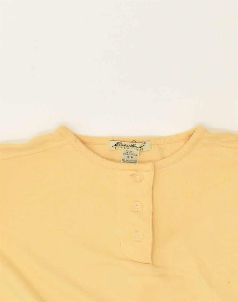 EDDIE BAUER Womens Oversized Sweatshirt Jumper UK 10 Small Yellow Cotton | Vintage Eddie Bauer | Thrift | Second-Hand Eddie Bauer | Used Clothing | Messina Hembry 