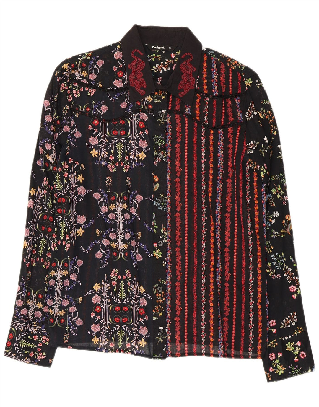 Desigual Womens Shirt UK 14 Medium Multicoloured Floral