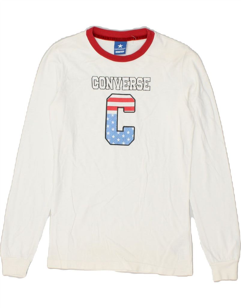 CONVERSE Boys Graphic Top Long Sleeve 13-14 Years White Cotton | Vintage Converse | Thrift | Second-Hand Converse | Used Clothing | Messina Hembry 