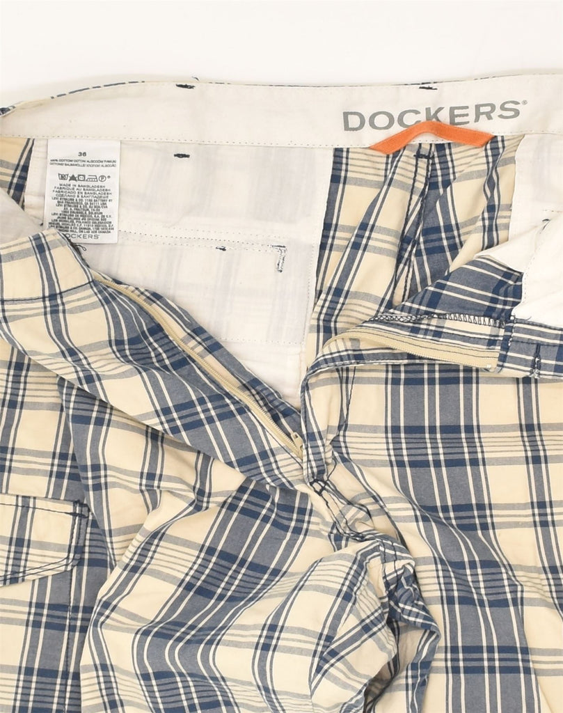 DOCKERS Womens Cargo Shorts W36 Large Off White Check Cotton | Vintage Dockers | Thrift | Second-Hand Dockers | Used Clothing | Messina Hembry 