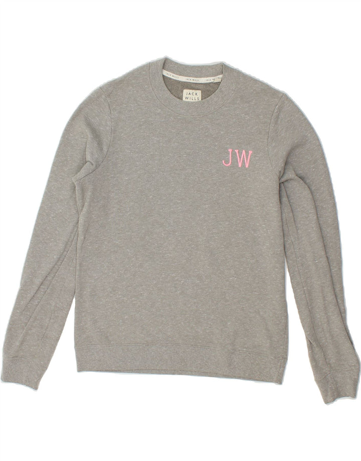 JACK WILLS Womens Sweatshirt Jumper UK 10 Small  Grey Flecked Cotton Vintage Jack Wills and Second-Hand Jack Wills from Messina Hembry 